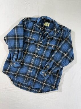 Vintage 90’s Field & Stream Blue Plaid Button-Down Flannel Shirt/Jacket